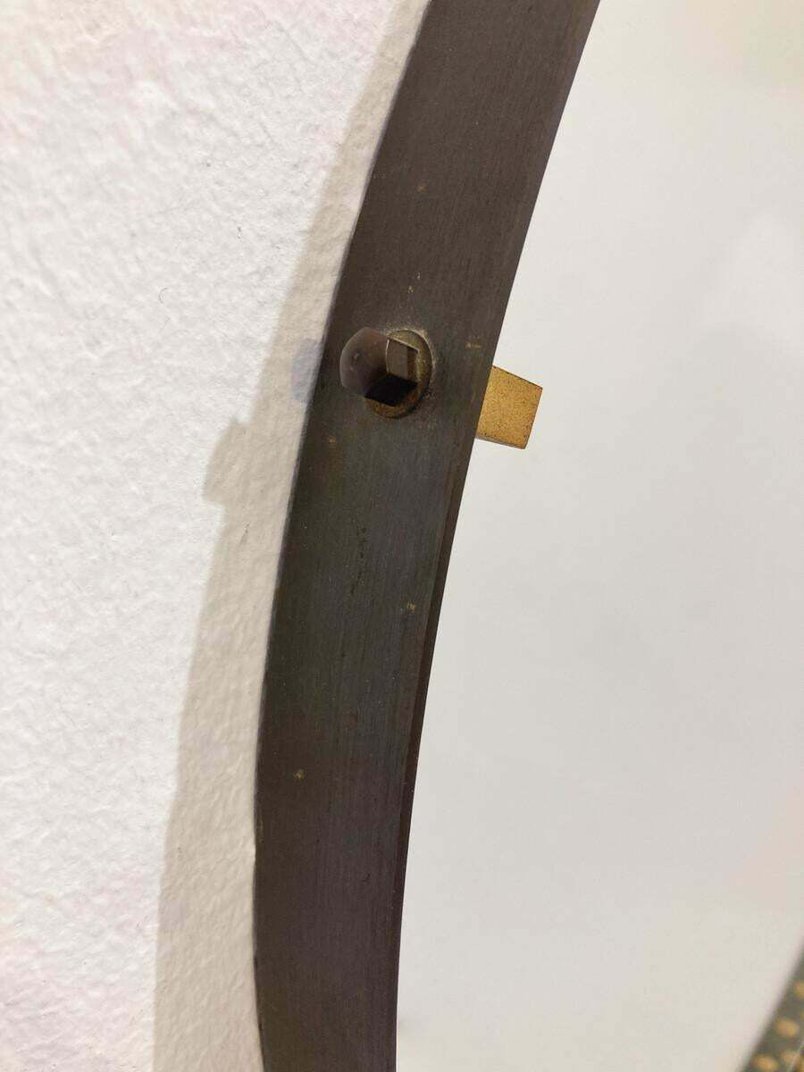 Mid Century Modern Brass And Steel Drop Shaped Mirror, Italy, 1970s photo for sale