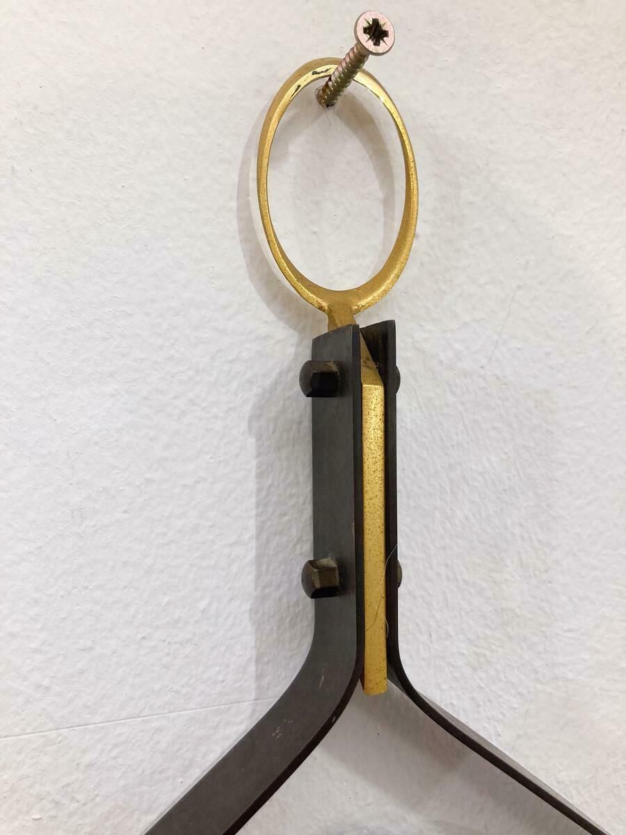 Mid Century Modern Brass And Steel Drop Shaped Mirror, Italy, 1970s photo 590.0
