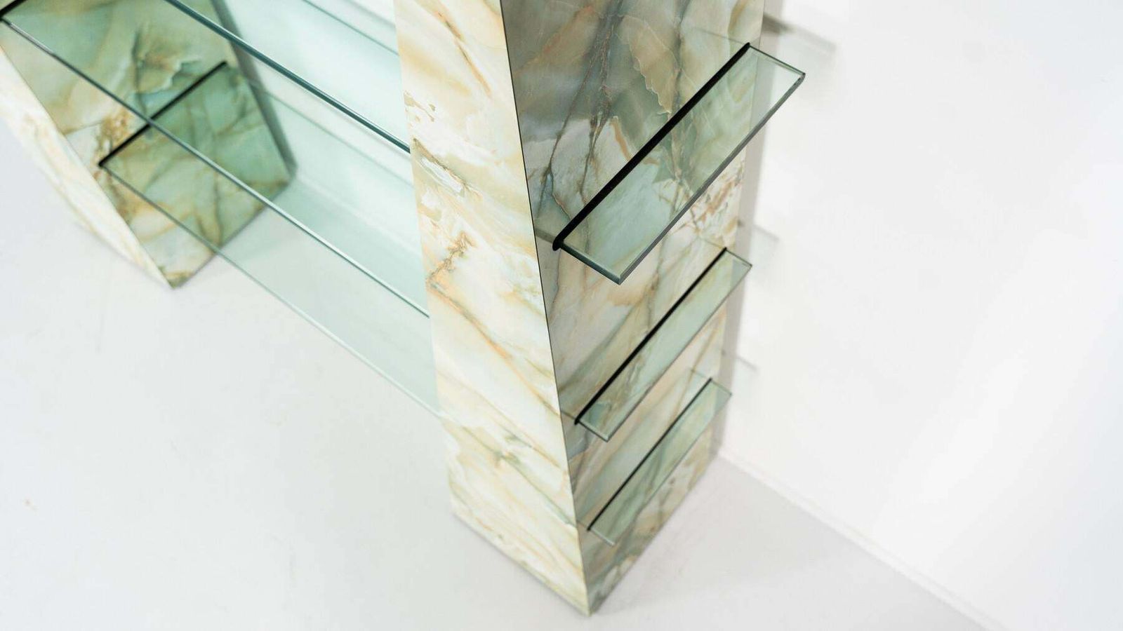 Mid Century Modern Shelve, Stone And Glass, 1970s photo vintage