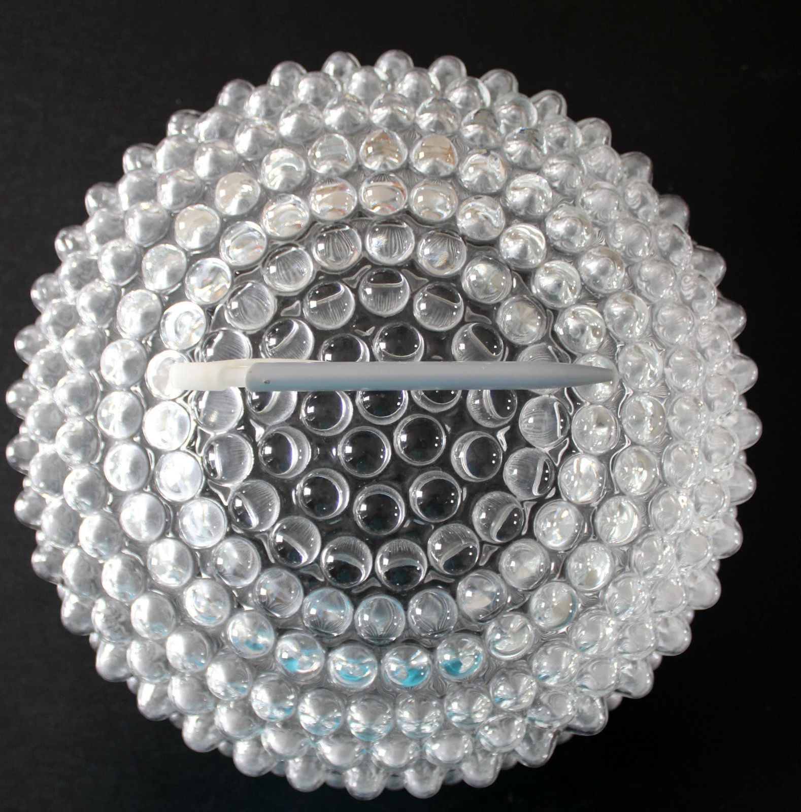 Grote Vintage Glazen Lampbol, Bubbel Glas, Mid Century Retro Design, Rond Transparant, Architecturaal photo for sale