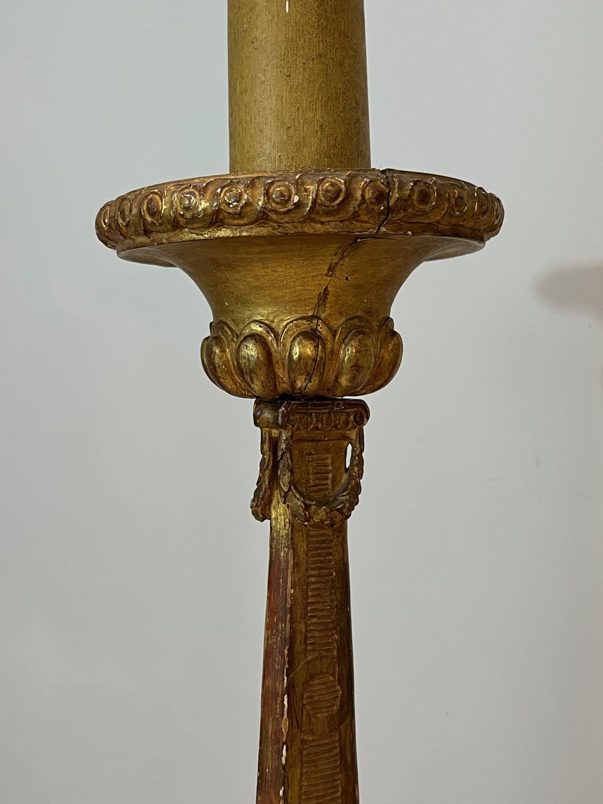 Large Candelabra In Carved Golden Wood On Patinated Base photo Home Decor