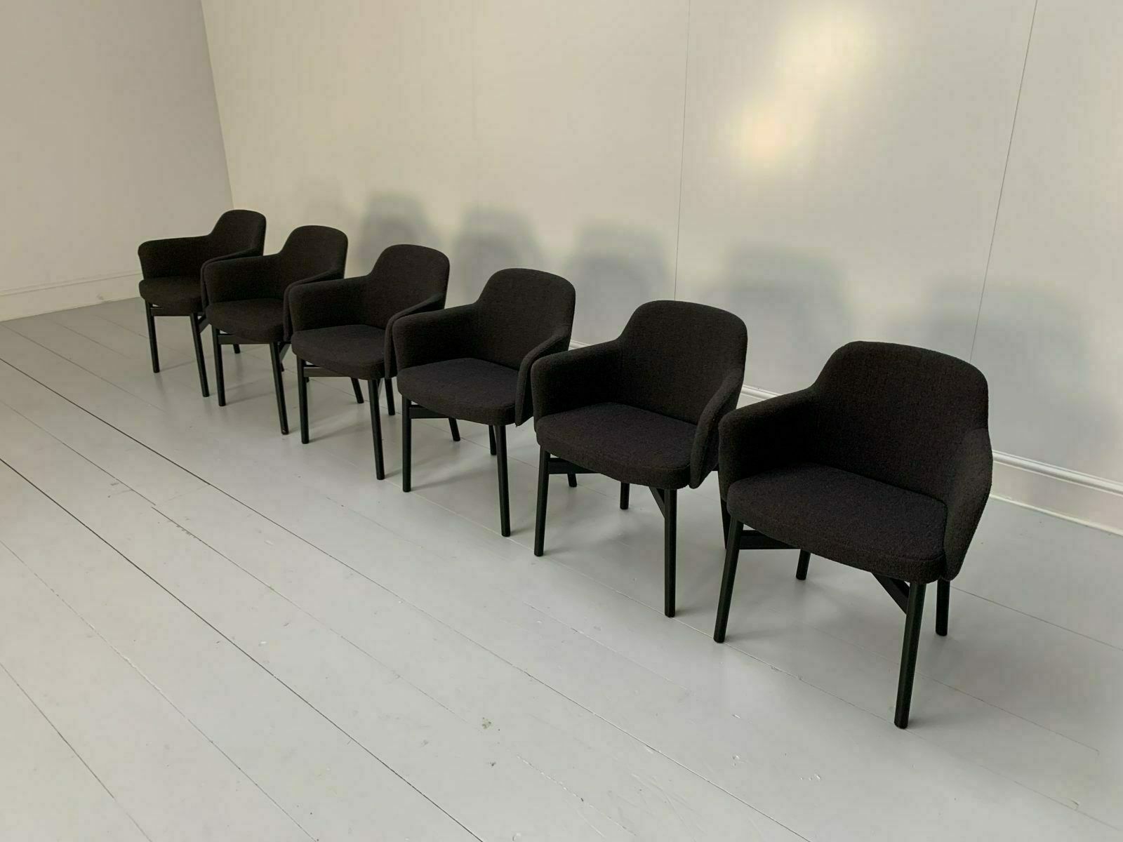 Suite Of 6 Knoll Studio “Krusin 016” Armchairs In Dark Boucle Wool photo furniture