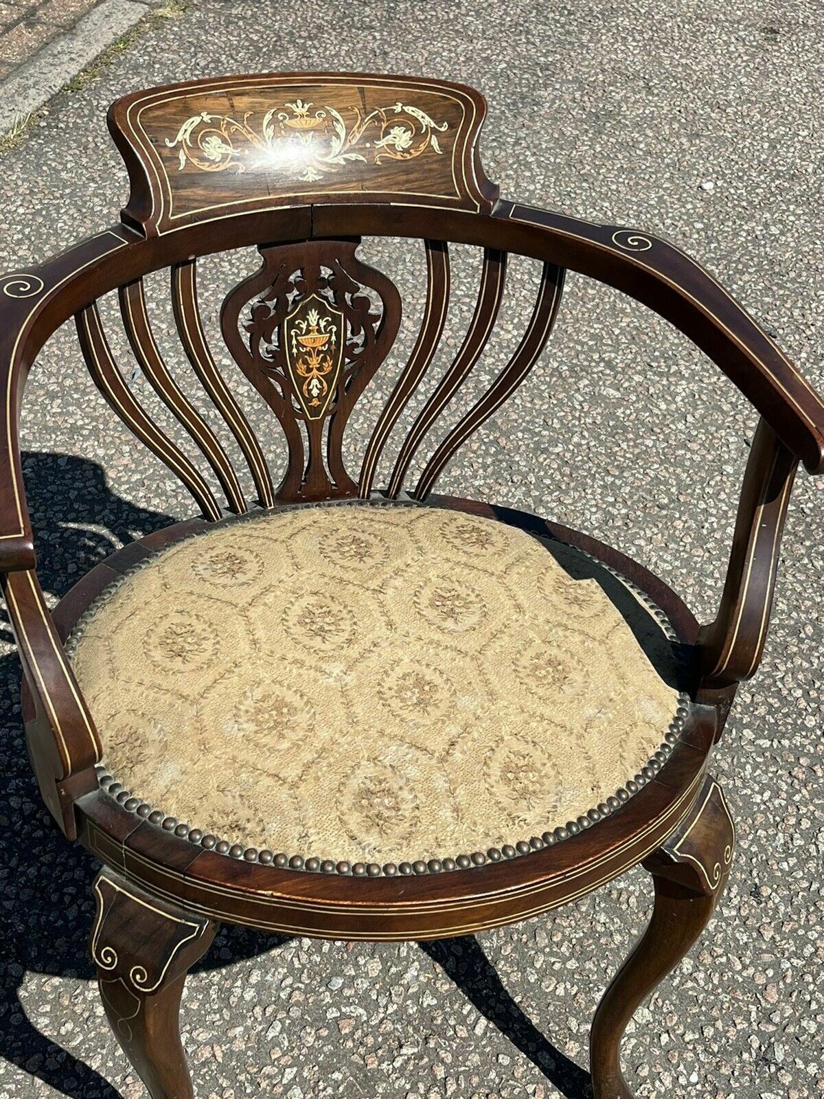 Edwardian Marquetries Inlaid Mahogany Armchair , Superb Quality. photo Furniture