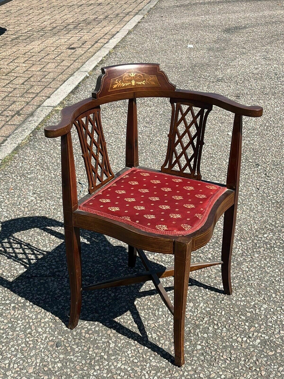 Edwardian Inlaid Mahogany Armchair photo for sale