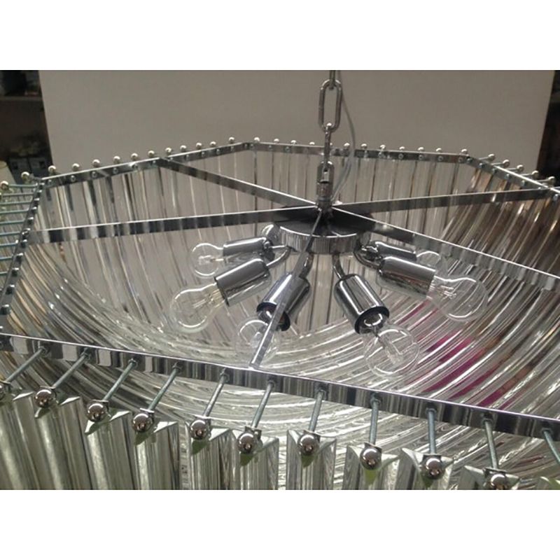 Contemporary Hexagonal Pink Bundled Triedro Murano Glass Chandelier In Venini Style photo for sale