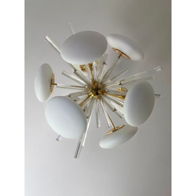 Contemporary Triedro And White Murano Glass Sputnik Gold Chandelier photo for sale