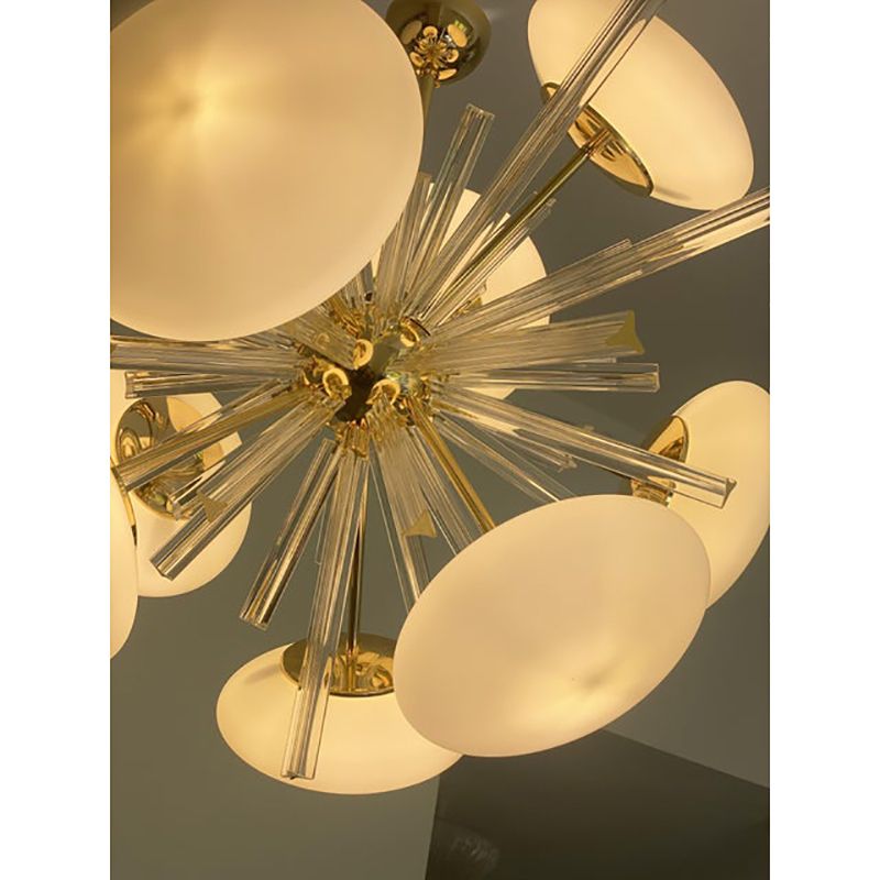 Contemporary Triedro And White Murano Glass Sputnik Gold Chandelier photo 6200.0