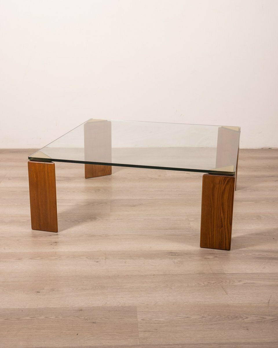 Vintage Italian Table In Wood And Glass, 1908s photo for sale
