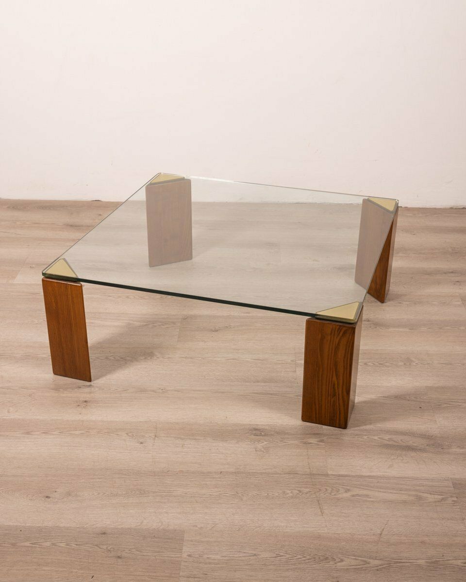 Vintage Italian Table In Wood And Glass, 1908s photo vintage