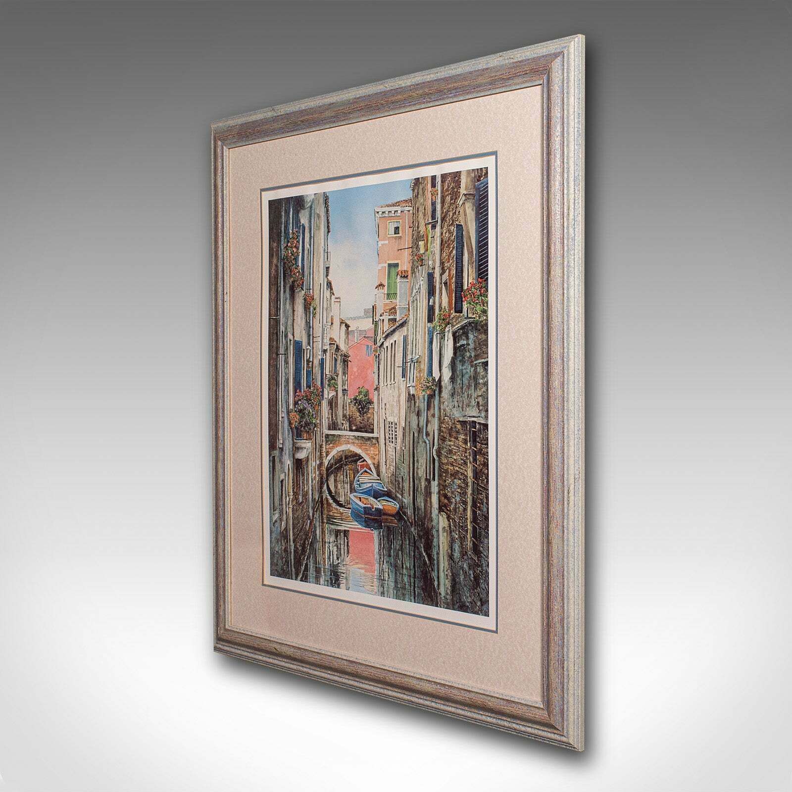Large Contemporary Venice Print, Continental, Framed, Venetian Canal Scene, Art photo for sale