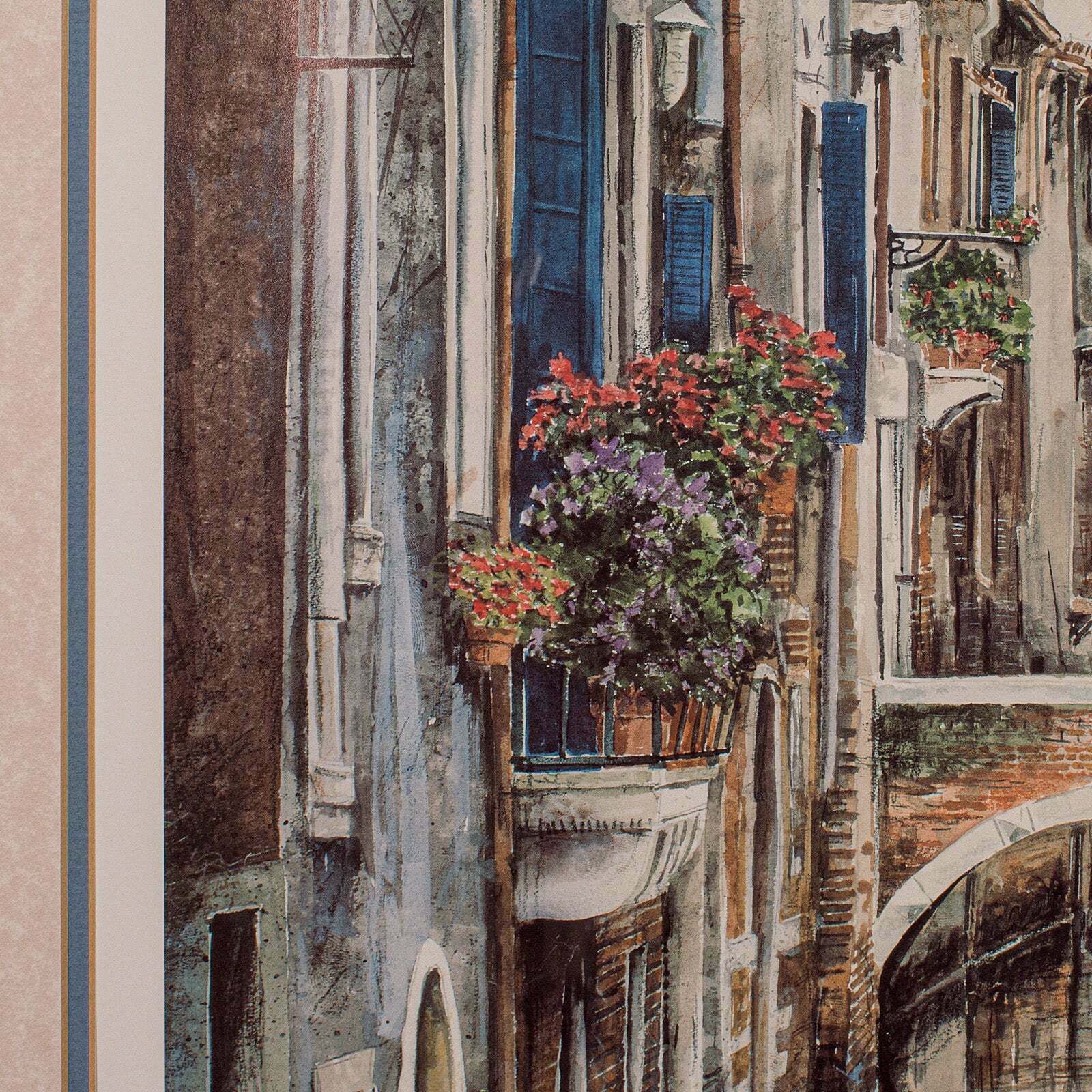 Large Contemporary Venice Print, Continental, Framed, Venetian Canal Scene, Art photo vinterior