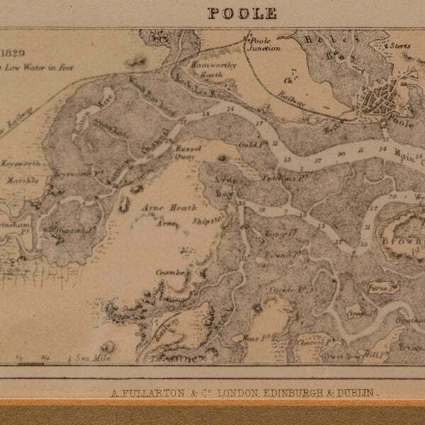 Art Antique Lithography Map, Coastal England, Framed Cartography Interest, Victorian photo