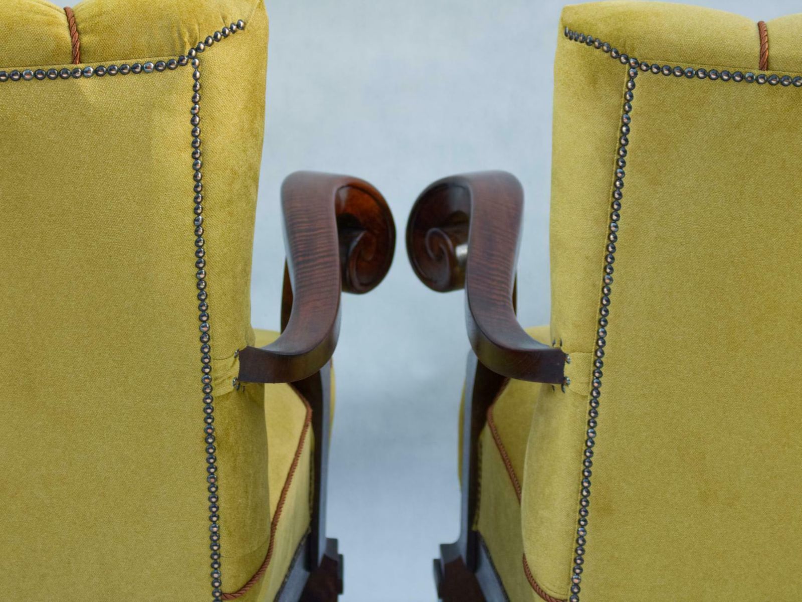 Hand Carved Walnut Art Nouveau Armchairs, Circa 1920 photo vinterior