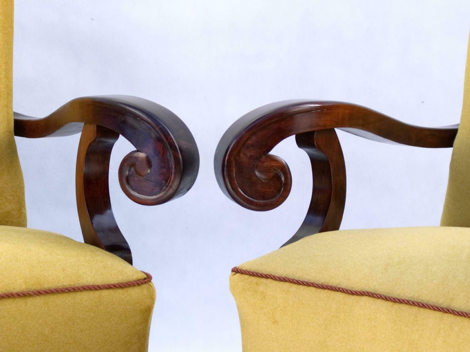 Hand Carved Walnut Art Nouveau Armchairs, Circa 1920 photo buy