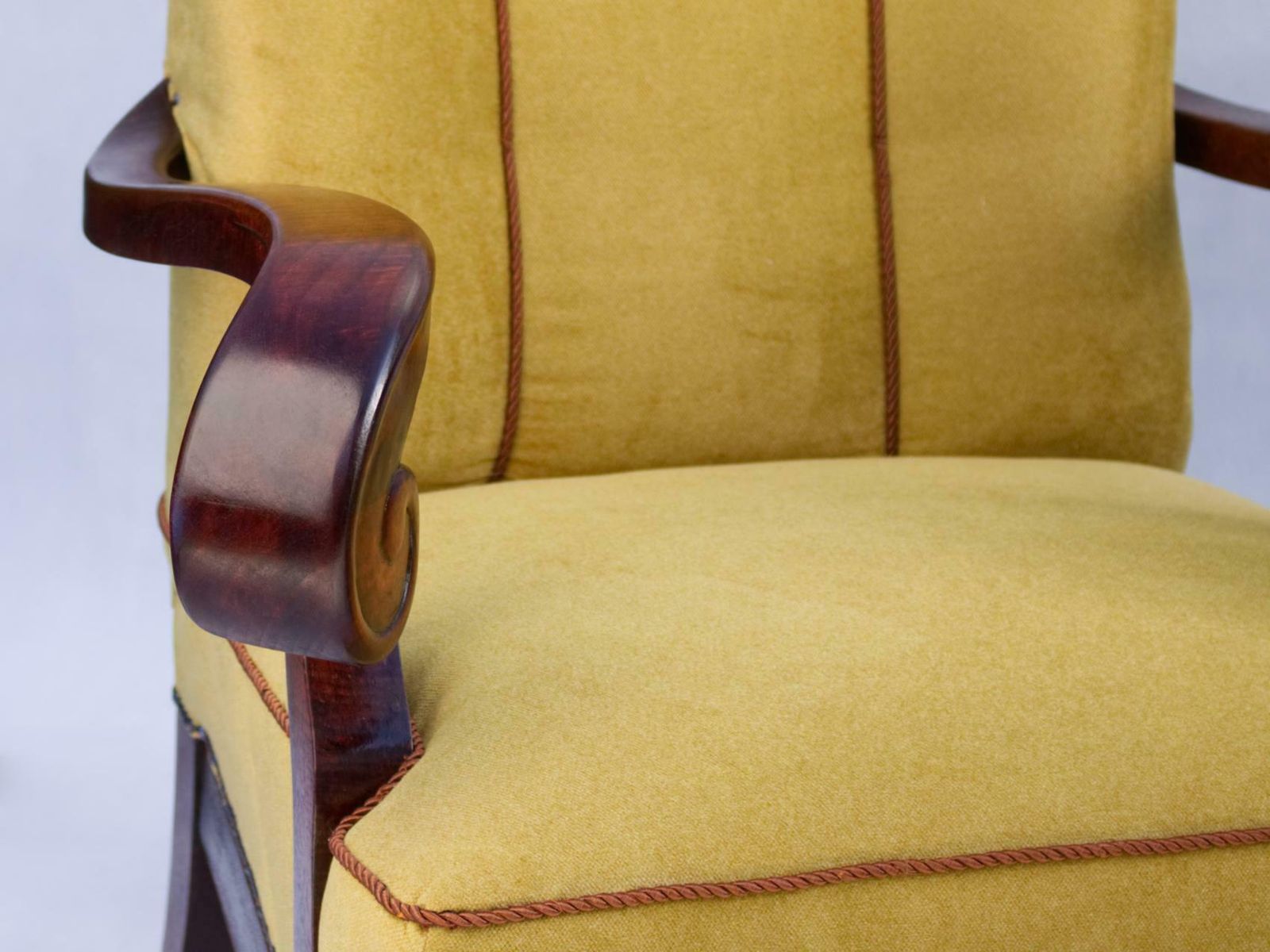 Hand Carved Walnut Art Nouveau Armchairs, Circa 1920 photo vintage