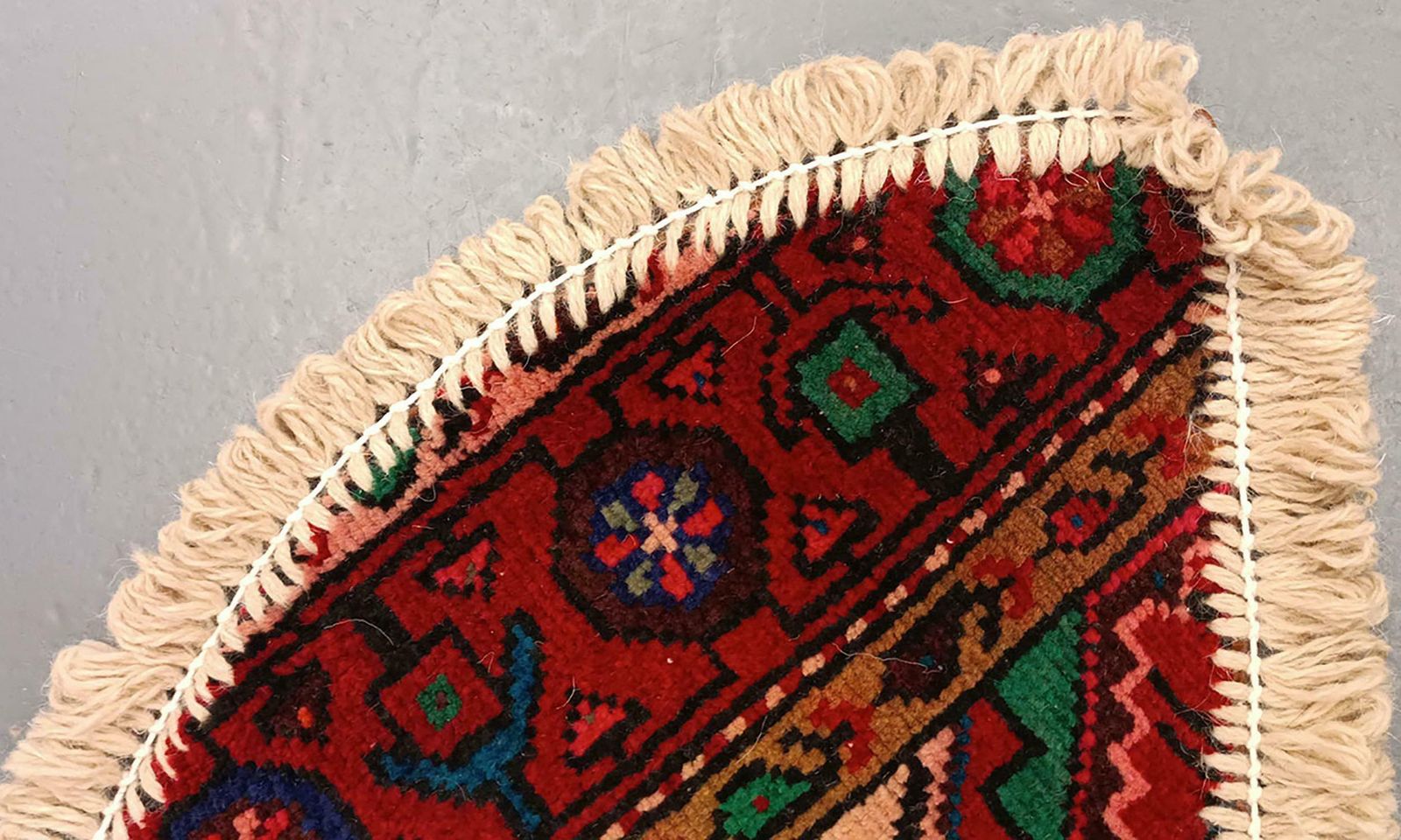 Handmade Rug Doormat Oriental Rug Semi Circular Interior Carpet Mat Entrance Way photo Textiles