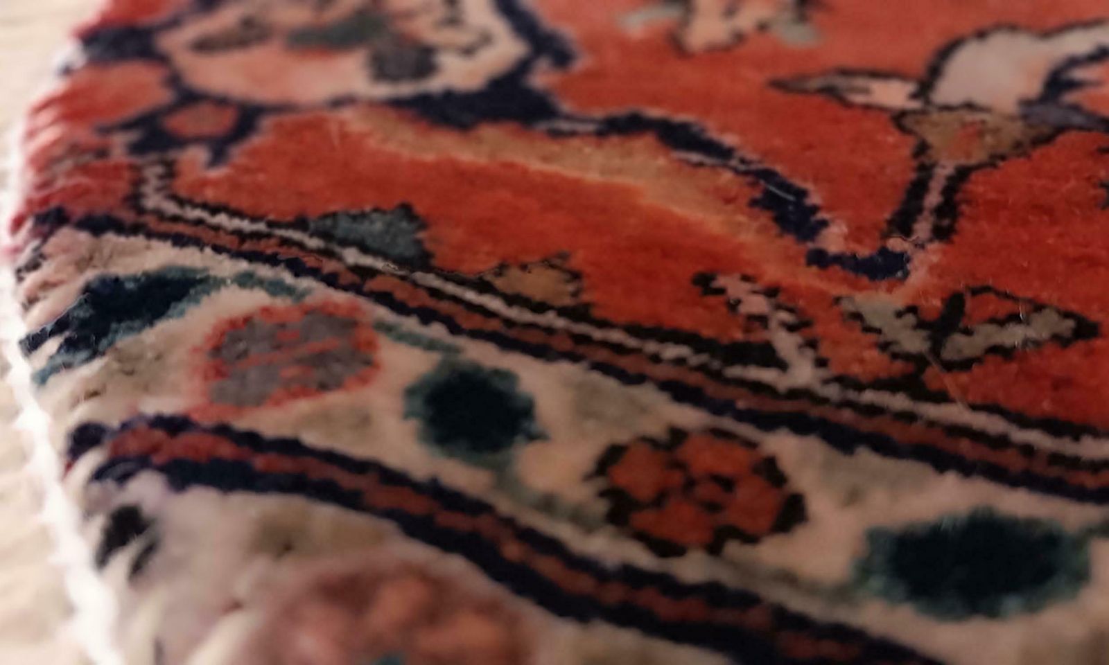 Handmade Rug Doormat, Oriental Rug Dust Barrier Interior Carpet Mat Entrance Way photo vintage