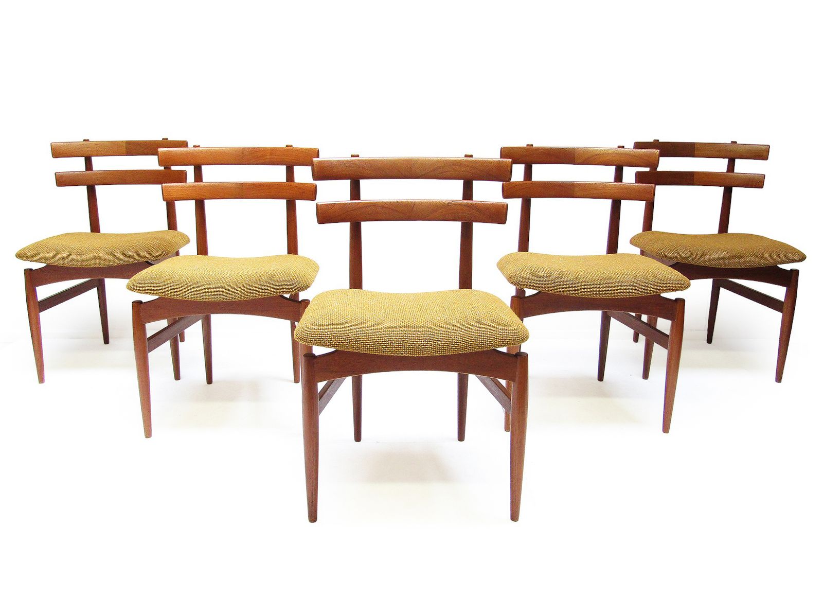 Five 1960s Danish Model 30 Dining Chairs By Poul Hundevad In Teak & Mustard Fabric photo furniture