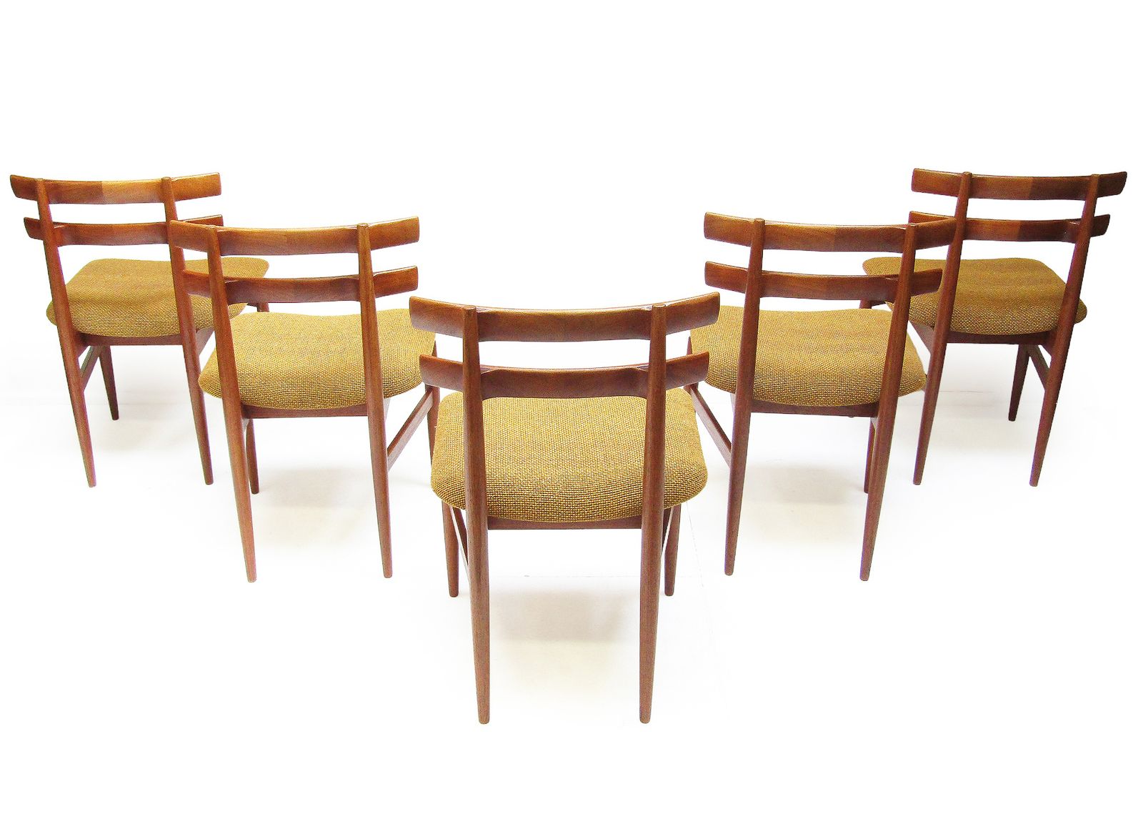 Five 1960s Danish Model 30 Dining Chairs By Poul Hundevad In Teak & Mustard Fabric photo buy