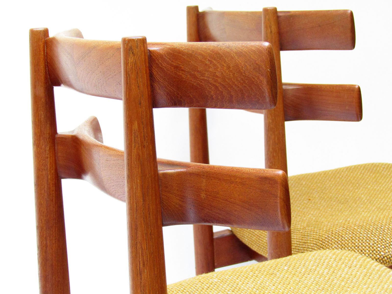 Furniture Five 1960s Danish Model 30 Dining Chairs By Poul Hundevad In Teak & Mustard Fabric photo