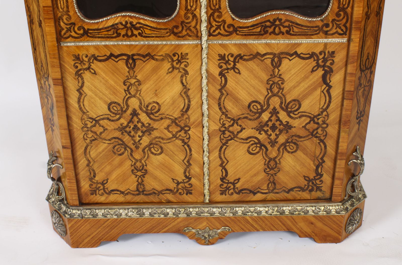 Antique Loius XV Revival Marquetry Kingwood Vitrine Display Cabinet 19th Century photo 2500.0