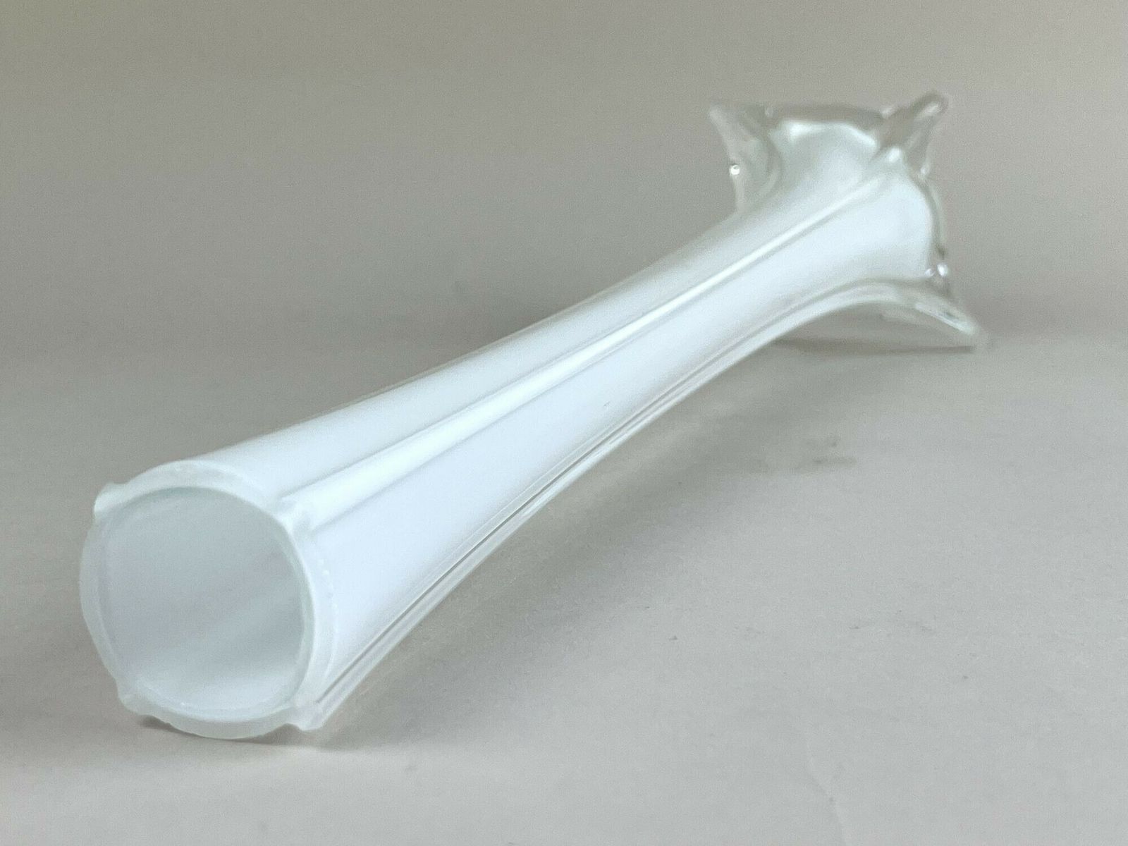 395.0 20th Century White/ Clear Murano Glass Long Neck Vase, Italy Ca. 1960 photo