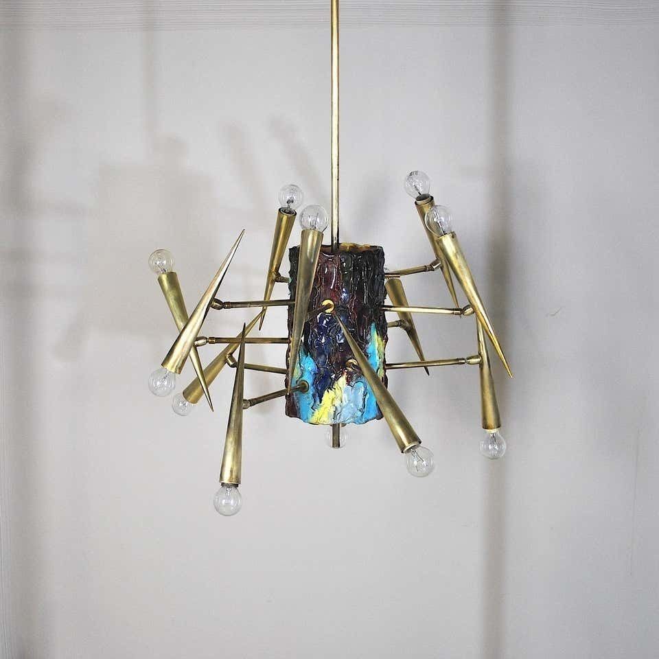 Leonardi Leoncillo Italian Chandelier, 1950s For Lumi photo vinterior