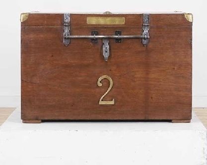 Victorian Teak Military Chest With ‘V R’ Brass Insignia photo vinterior