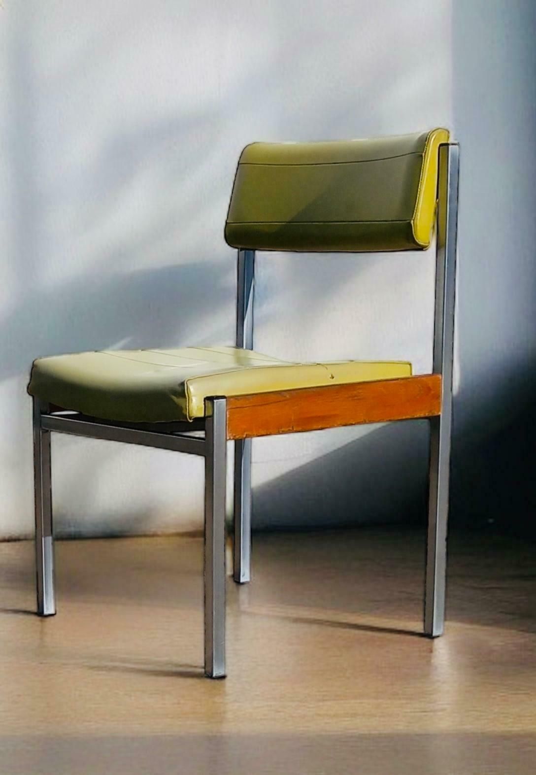 Mid Century Godfrey Syrett Olive Vinyl And Chrome Chair. photo furniture