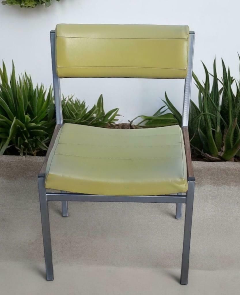 Mid Century Godfrey Syrett Olive Vinyl And Chrome Chair. photo for sale