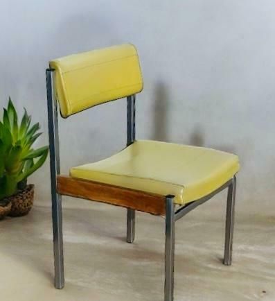 Mid Century Godfrey Syrett Olive Vinyl And Chrome Chair. photo buy
