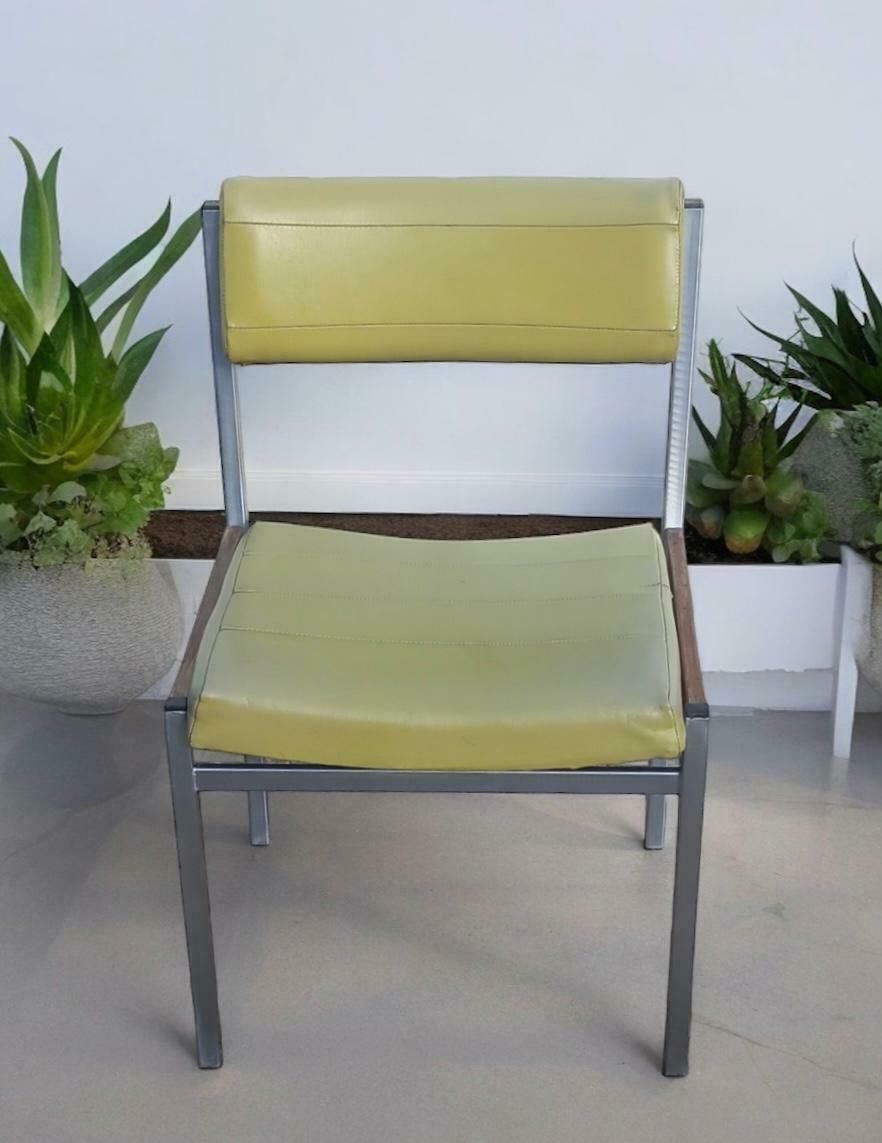 Mid Century Godfrey Syrett Olive Vinyl And Chrome Chair. photo 167.0