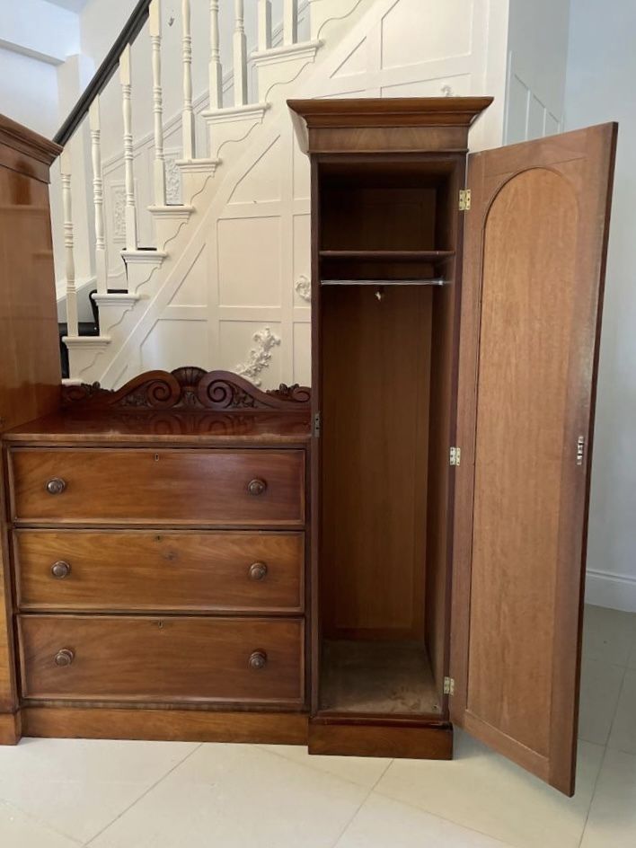 Large Unusual Antique 19th Century Quality Mahogany Wardrobe photo Furniture