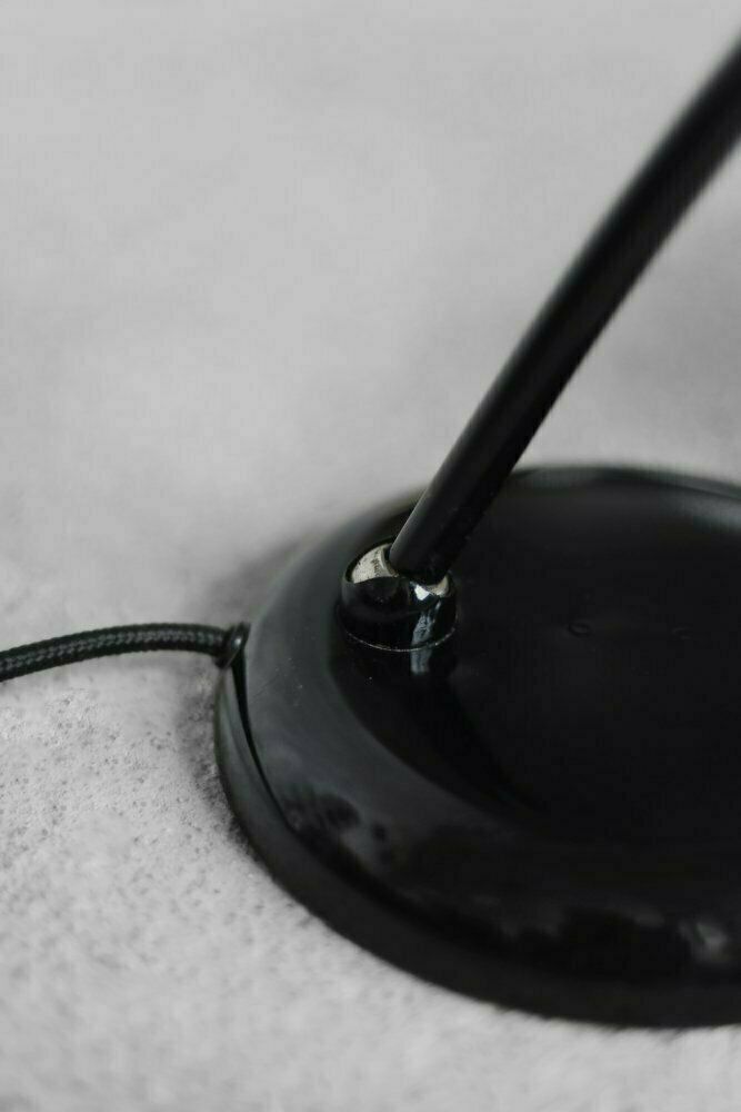photo for sale Vintage German Bauhaus Minimalist Black Metal Desk Lamp From Cosack, 1940s