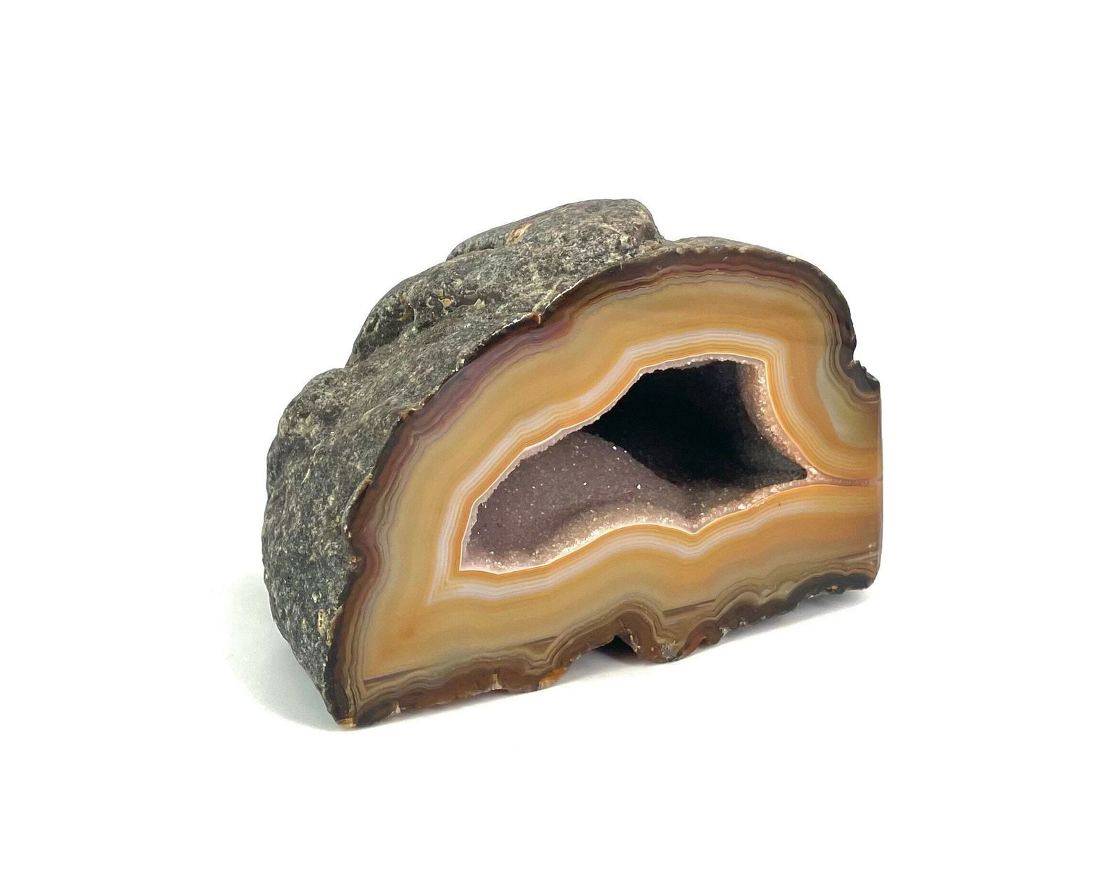 Brown Geode, Agate, 1970s / Quartz, Cabinet Of Curiosities, Boho Chic, Bohemian, Folk, Paperweight, Mineral, Stone, Nature photo 254.0