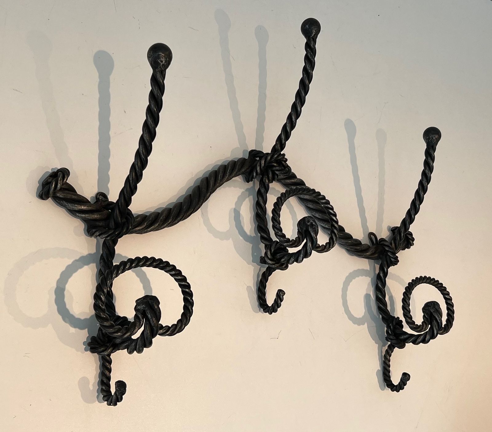 Twisted Wrought Iron Coat Rack. French Work photo for sale