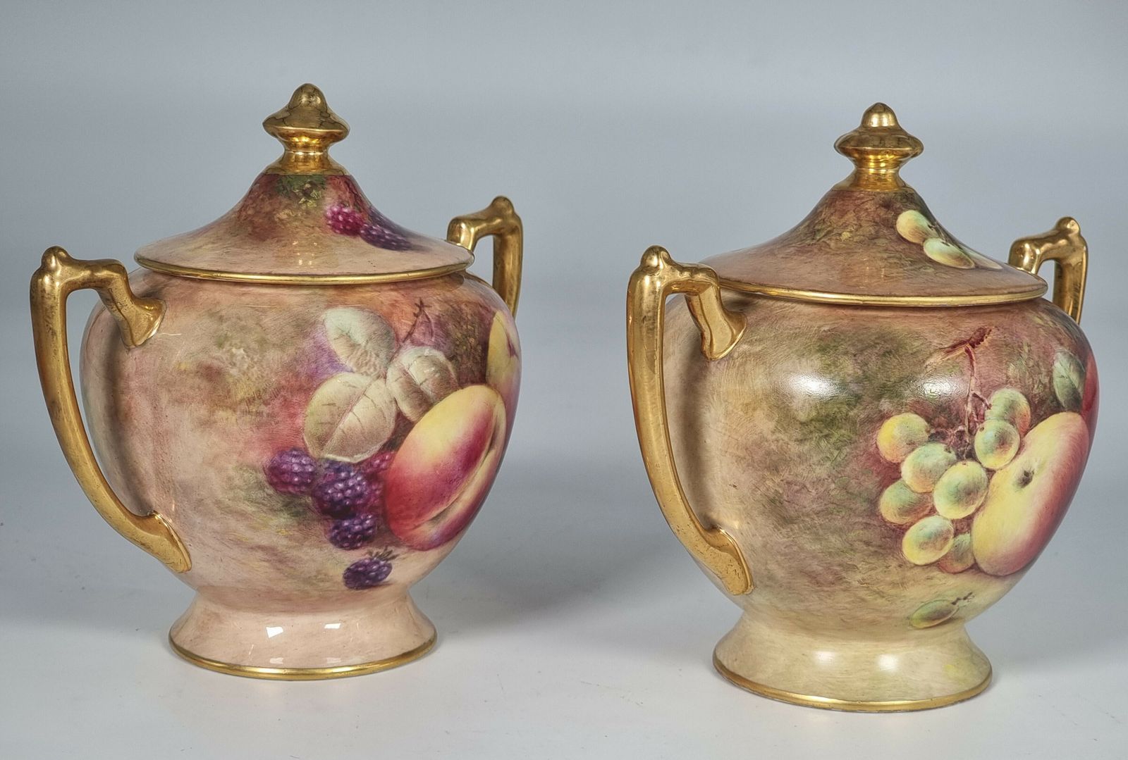 A Pair Of Coalport Vases Hand Painted With Fruit By Richard Budd photo Home Decor
