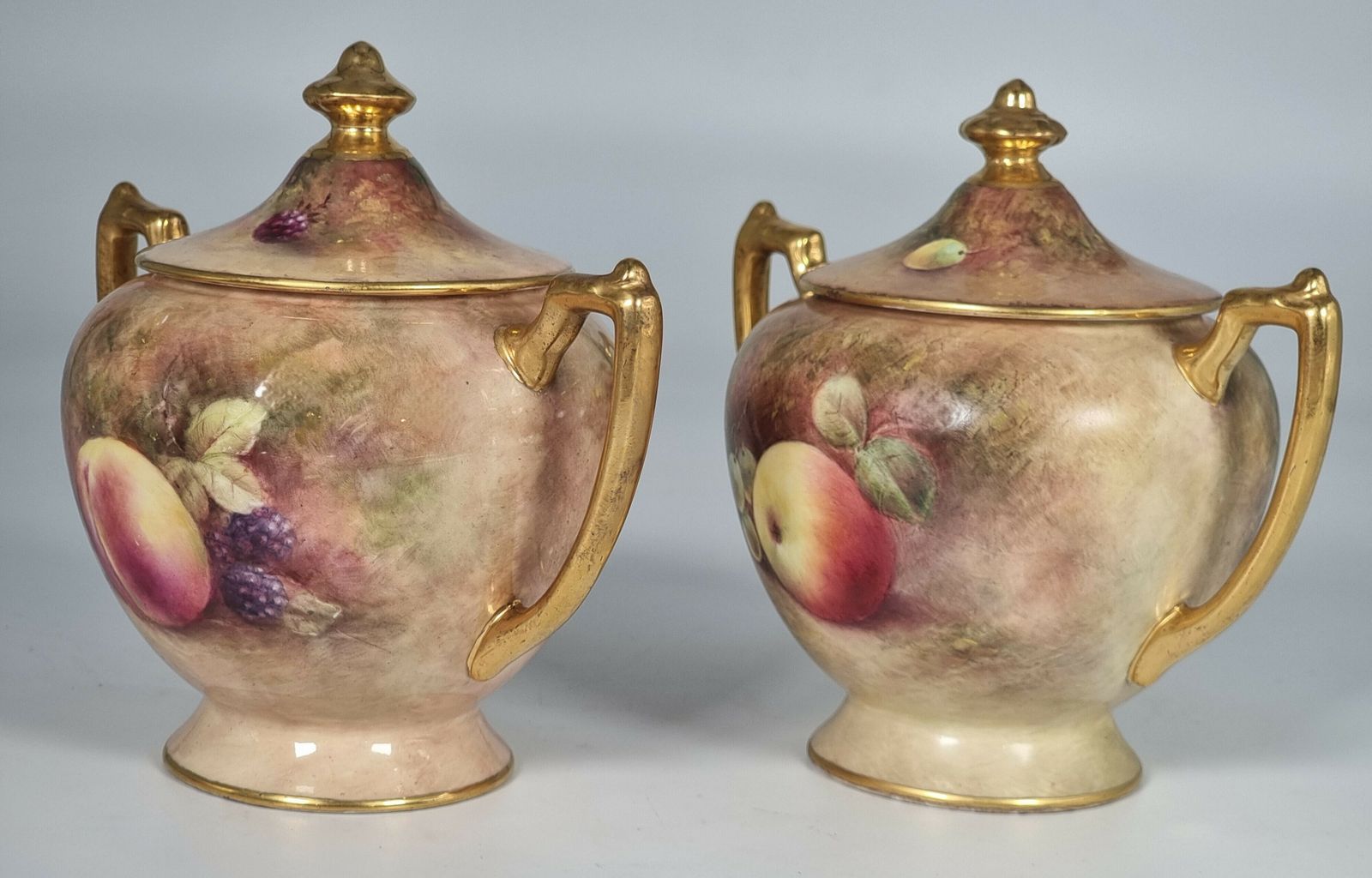 A Pair Of Coalport Vases Hand Painted With Fruit By Richard Budd photo vinterior