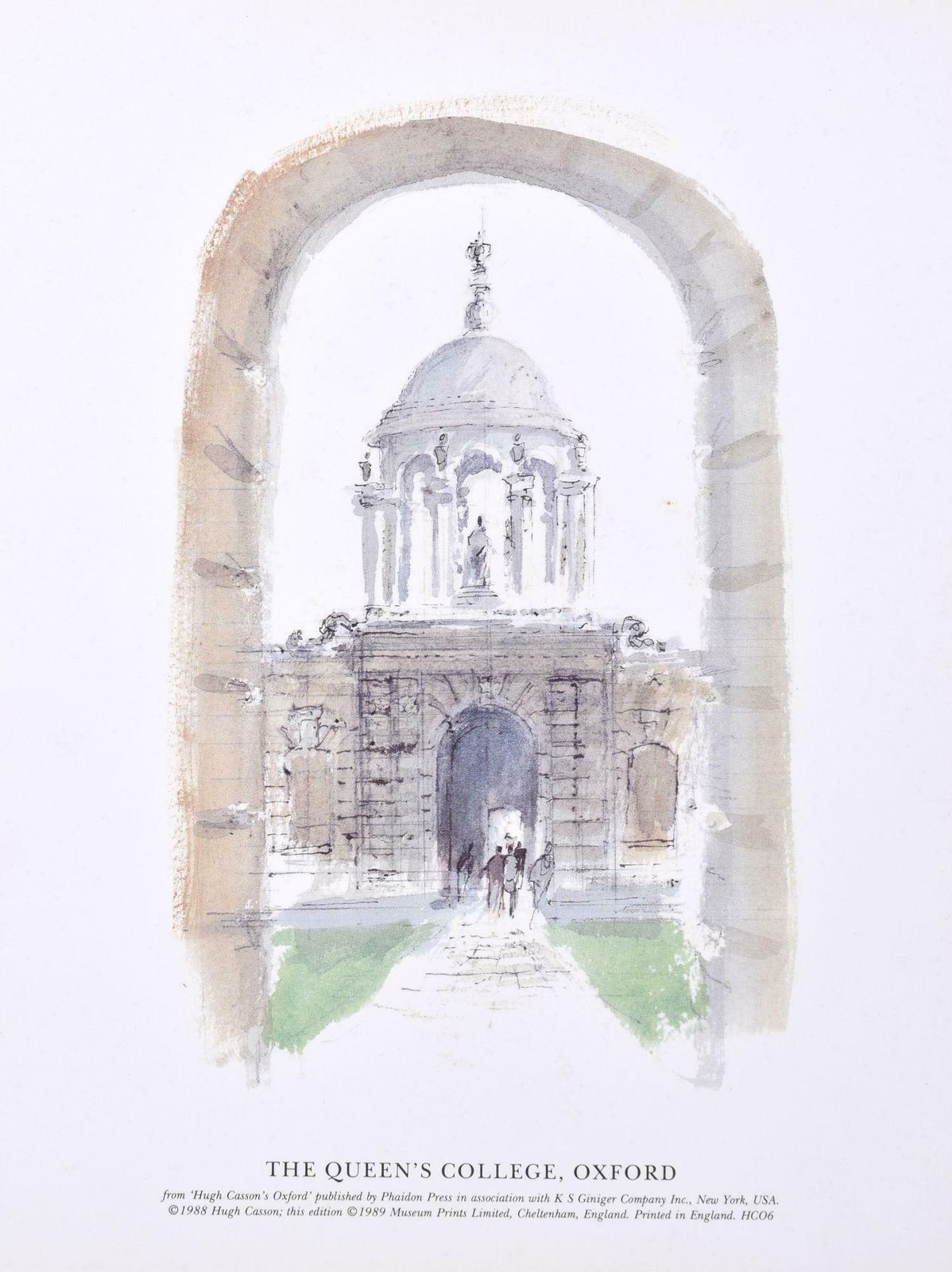 Hugh Casson The Queen's College, Oxford Lithograph By Hugh Casson 1989