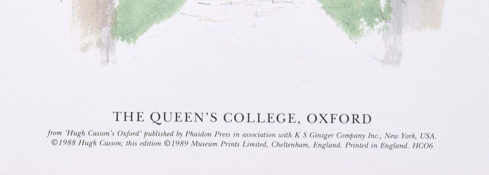 Hugh Casson The Queen's College, Oxford Lithograph By Hugh Casson 1989 photo Art