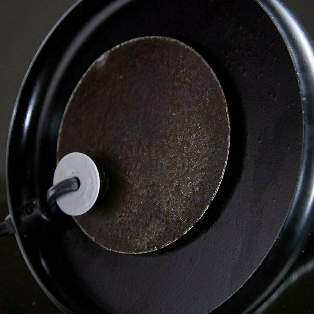 Lighting Matte Black Table Lamp With Spherical Hood 1980s photo
