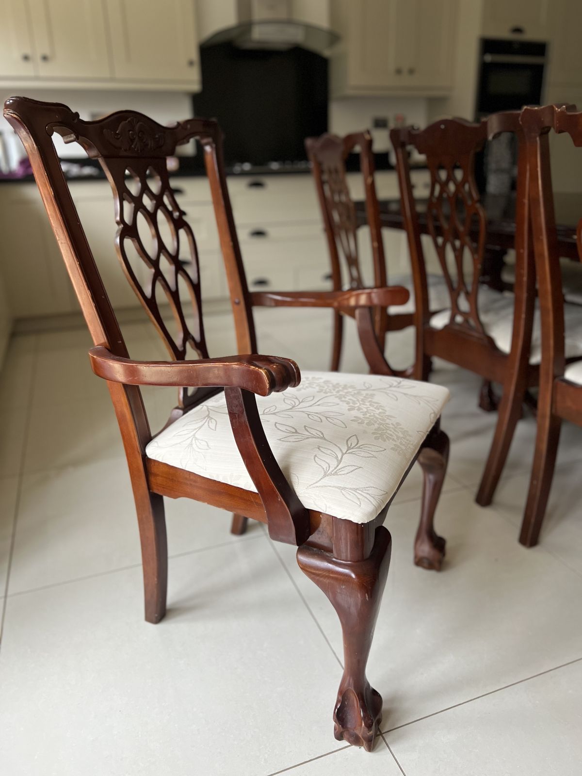 photo for sale Regency Dining Table And Chairs   Full Set   8 Chairs   2 With Arms, 6 Without Arms   Deep Mahogany