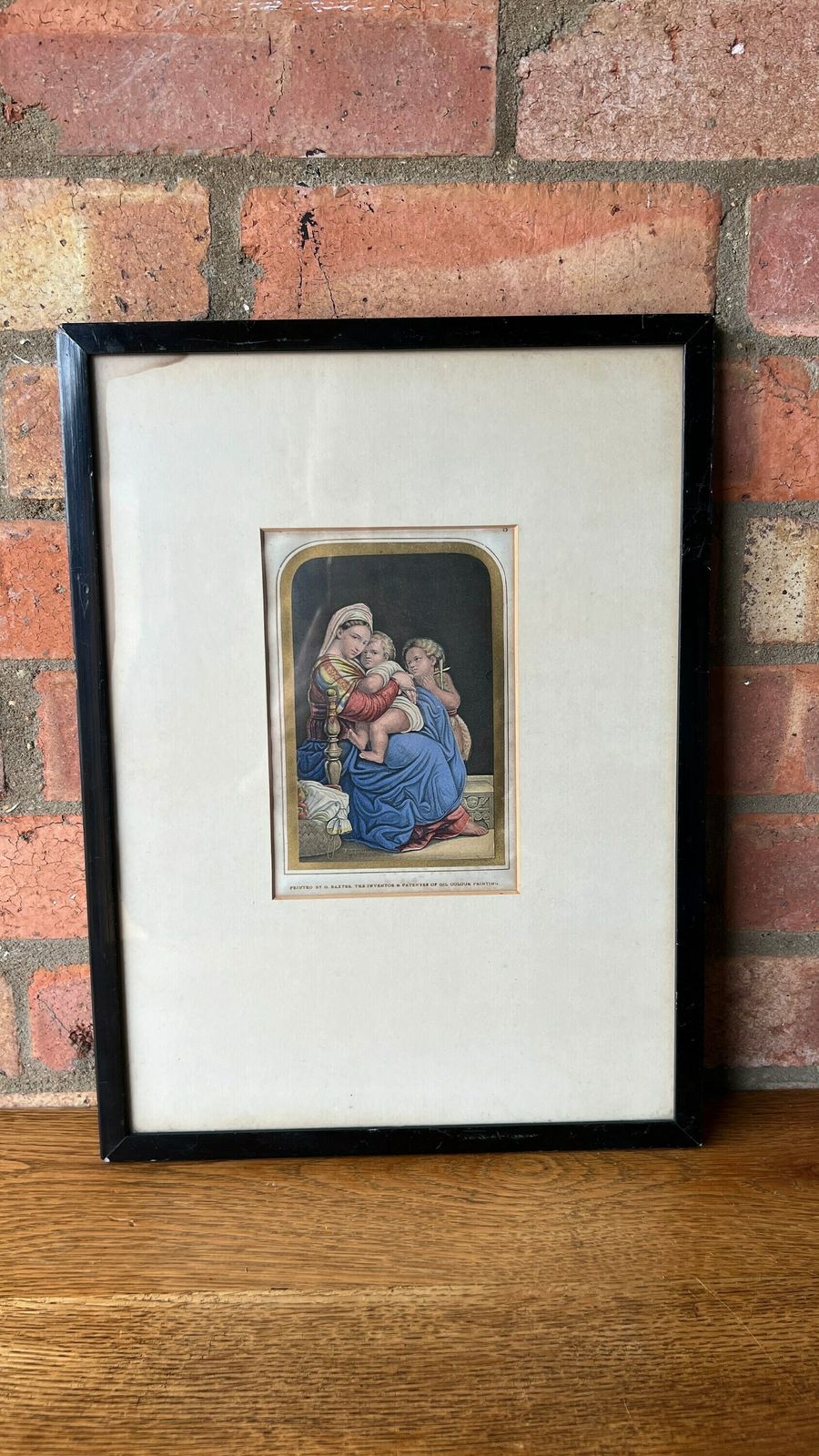1849 Patented Oil Colour Print By G. Baxter After Raphael Madonna Of The Chair photo vintage
