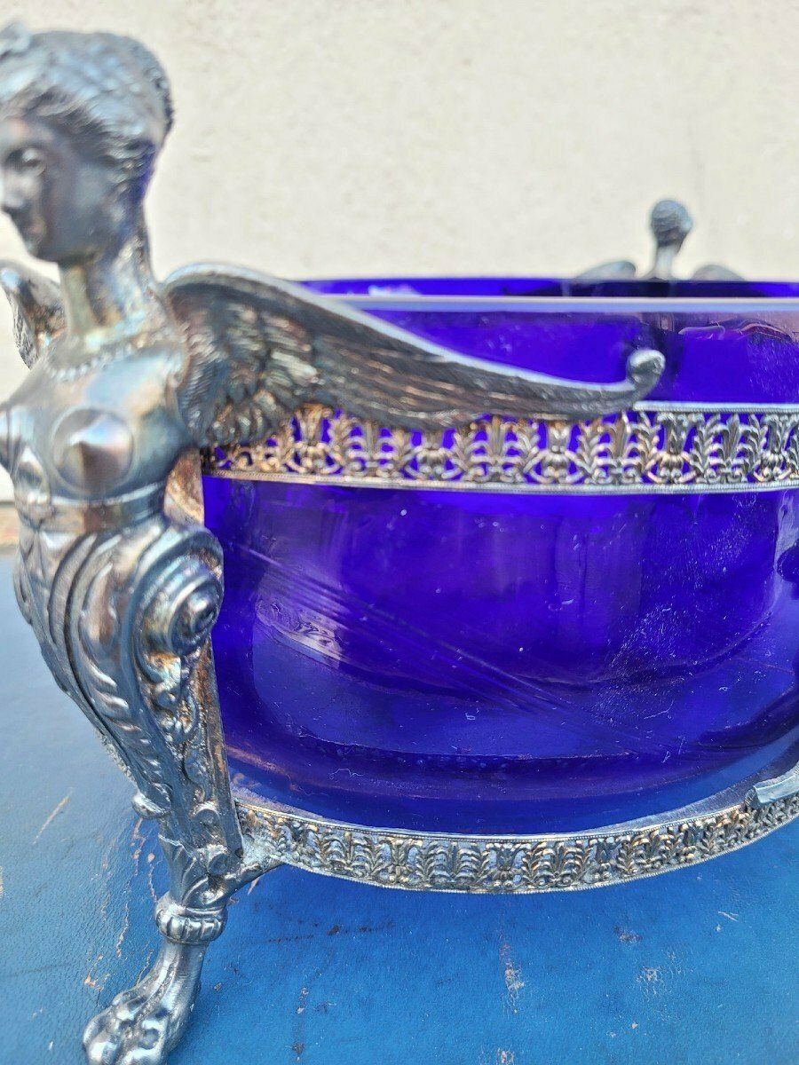 Hercules And Omphale, Glass And Silverplated Metal Bowl , Late 19th Early 20th Century photo buy