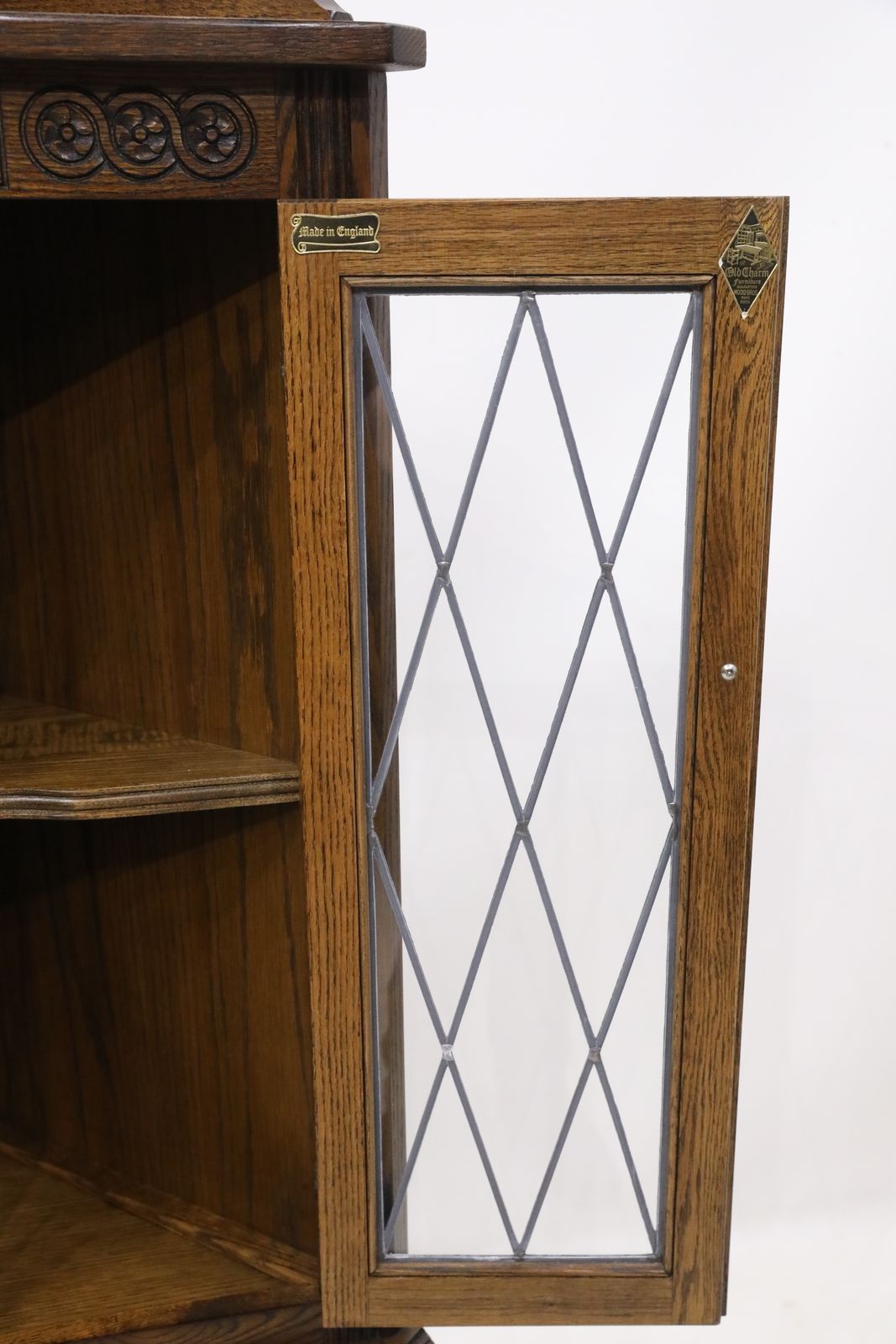 Old Charm 75 Anniversary Corner Display Cabinet Light Oak Free Uk Delivery photo for sale