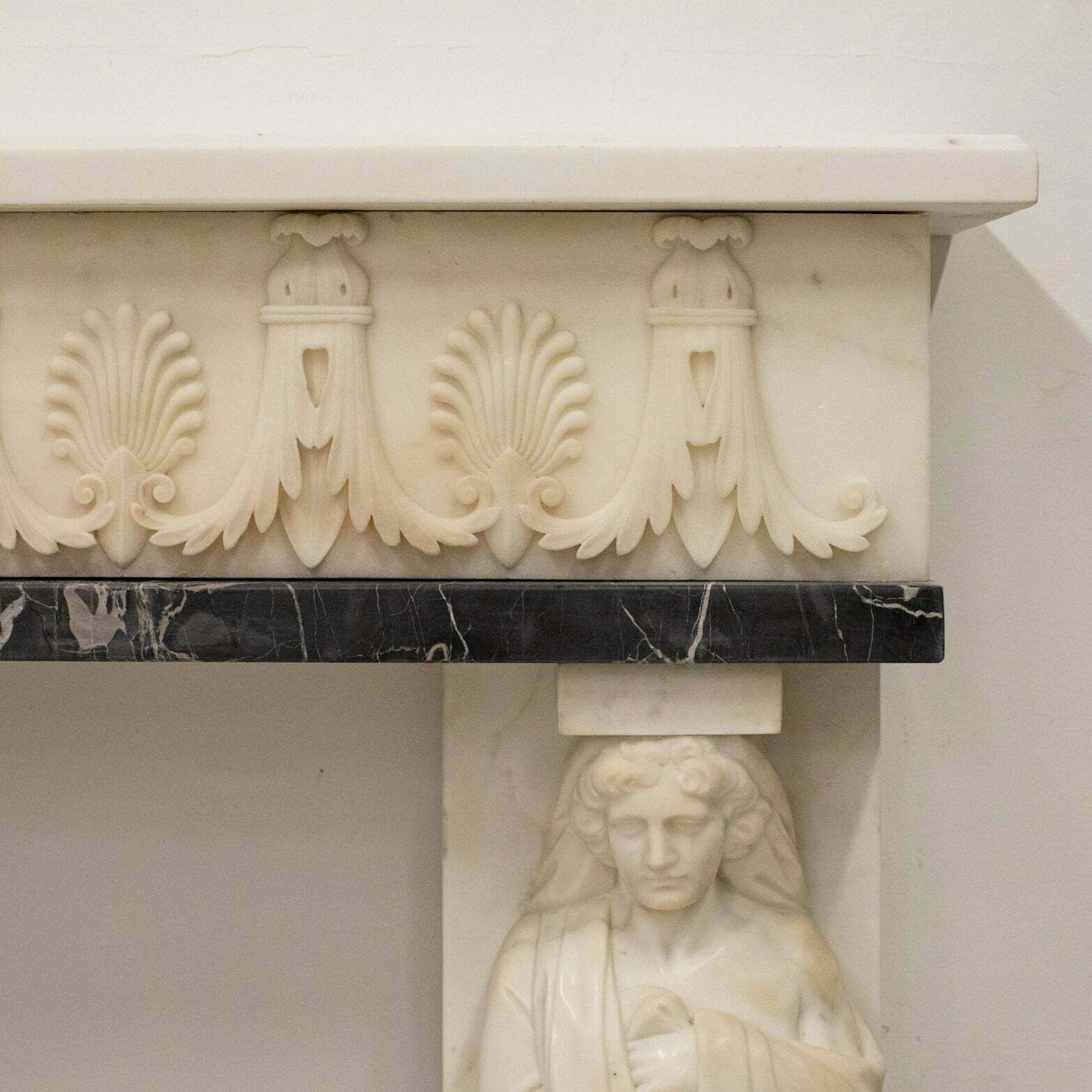 Antique Greek Revival Statuary Marble Fireplace photo furniture