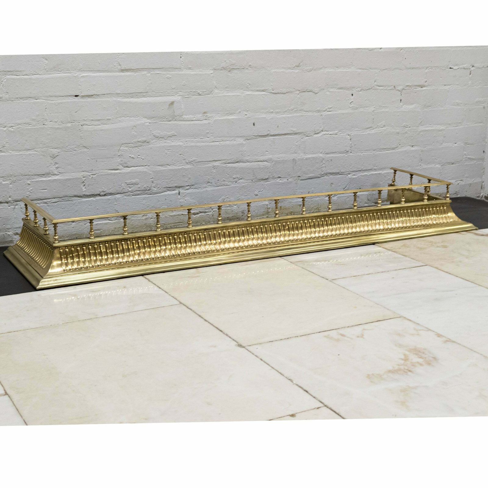 Antique Brass Fireplace Fender photo for sale