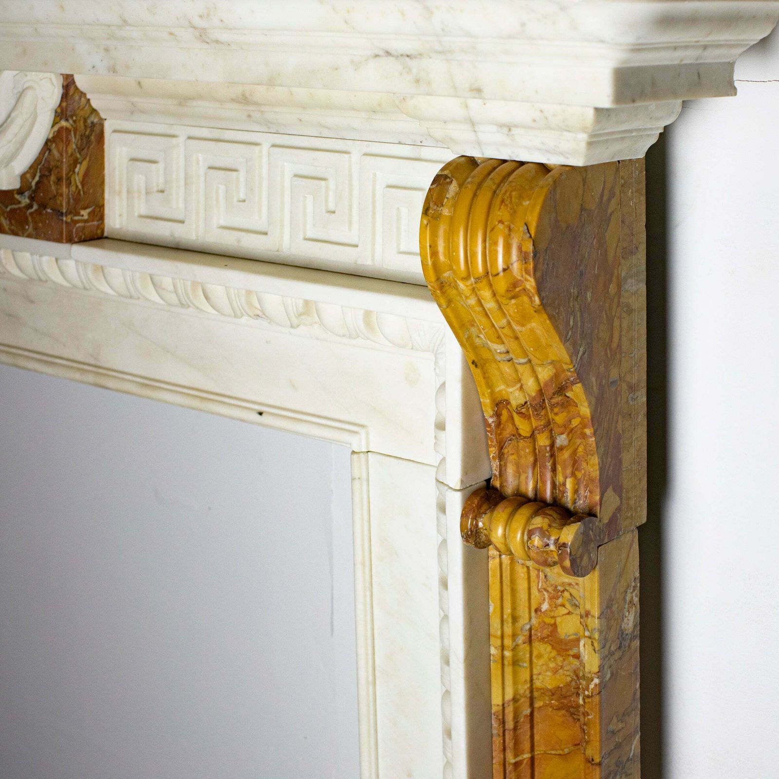 Antique Neo Classical Georgian Carrara & Sienna Marble Fireplace Surround photo for sale