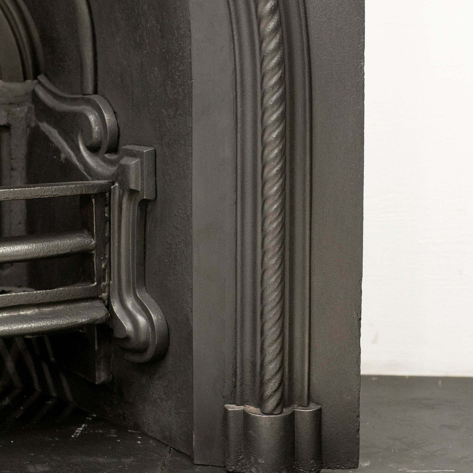 Antique Victorian Cast Iron Rope Detail Arched Fireplace Insert photo furniture