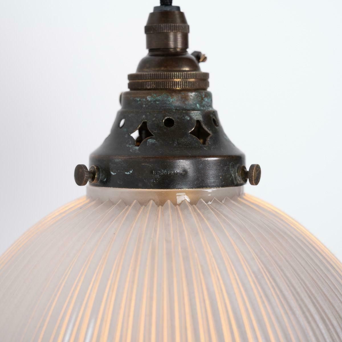 photo for sale Small Reclaimed Holophane Two Part Pendant Light